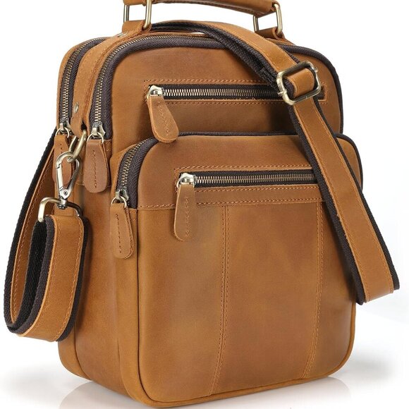 Leather Man Purse Shoulder Bag,Small Mens Crossbody Messenger Bags for Work,Men - Picture 3 of 7